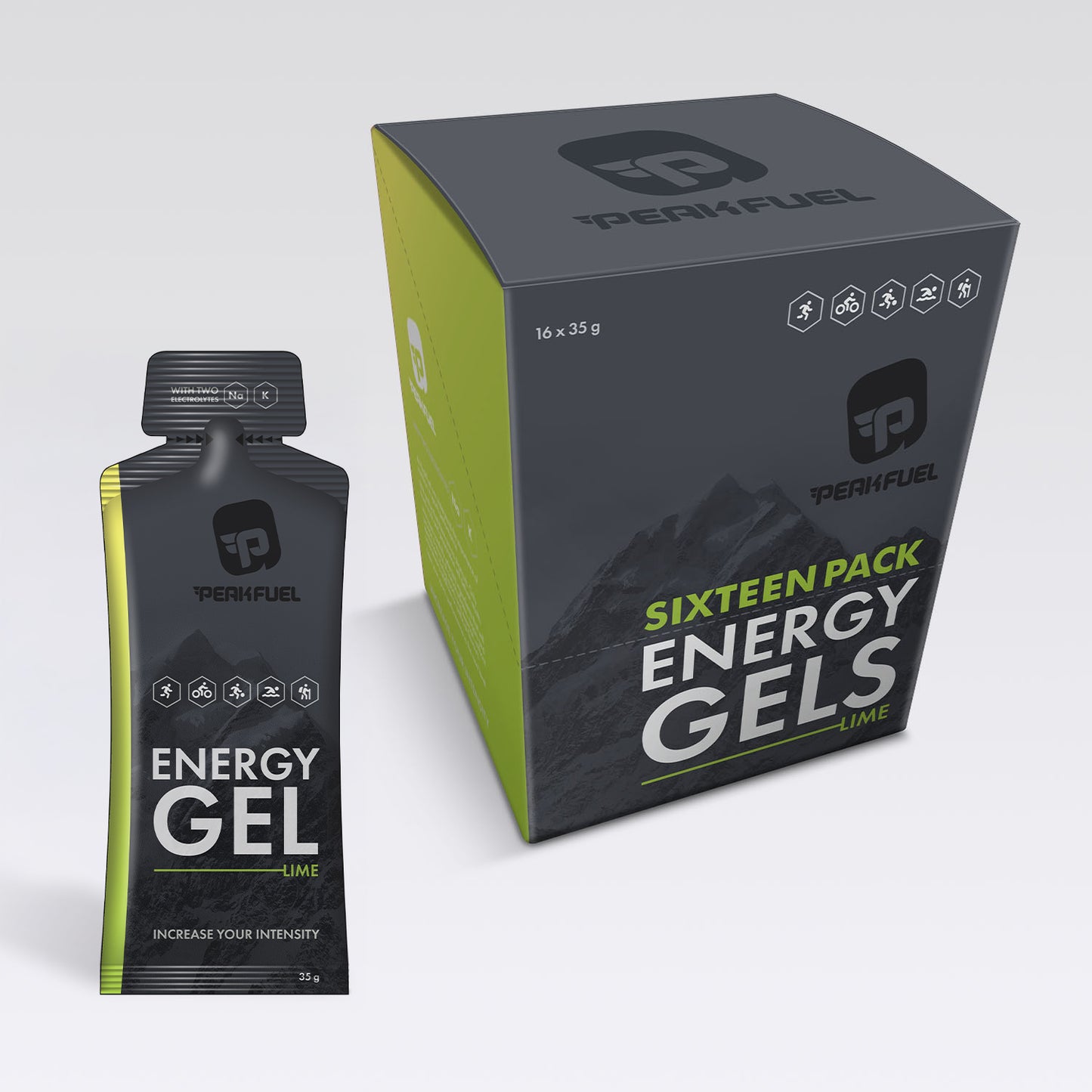 PEAKFUEL Lime 35g Energy Gels - Box of 16